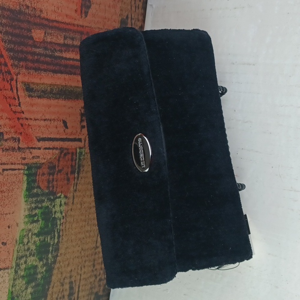 Liz Claiborne Black Velvet Clutch Wallet Silver LC Logo NWT